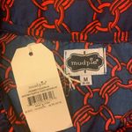 Mud Pie Med Pie NWT blouse women’s medium navy red gold button ruffle top long sleeve Photo 2