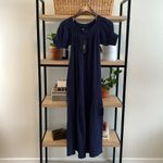 NWT Lulus Ready for Sunshine Off the Shoulder Belted Gauzy Smocked Maxi Dress XS Blue Photo 2