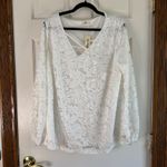 Agnes Orinda‎ Lace Blouse Criss Cross V Neck Long Sleeve Top White 2X Size XXL Photo 4