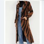 Anthropologie NWT RARE  Vilagallo Rashida Zebra-Striped Coat, Brown | Size 6 Photo 2