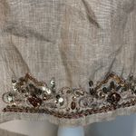 Eskandar Linen Sequin Beaded Tunic Duster Tent Dress Tan Photo 5