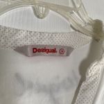 Desigual  Womens Small White Butterflu Tunic Button Top Nature Photo 2
