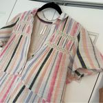 Anthropologie Georgina Tiered Shirt Dress Sz Small Textured Stripe Pastel Boho Photo 5