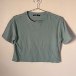 Nasty Gal  Green Ribbed Crewneck Cropped T-Shirt Size 2 Photo 0