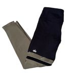 Alo Yoga  7/8 Player Leggings M Black Olive Green Striped Mesh Activewear Women Photo 1