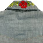 Rare 70's Sears Western Wear Chambray Shirt Hand Embroidered Folk Art Pearl Snap Size M Photo 5