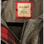 Old Navy  Womans Wool Blend Coat‎ Jacket Duffle Style Toggle Gray Red Medium Hood Photo 3