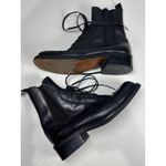 Charles David Black Combat Boots Women 10 Leather Stretch Lace Up Goth Emo $250 Photo 5
