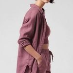 Athleta Tawny Rose Playa Linen Button Front Long Sleeve Oversized Shirt Size XL Photo 0