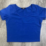None Cropped Cap Sleeve TShirt Blue Size Small Photo 0