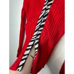 Vintage Y2K Fontana Red Ribbed Knit Double Zip Satin Zebra Print Trim Sweater M Size M Photo 2