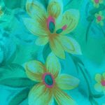 Vintage 70s Green Floral Chiffon Maxi Dress Ruffle Neckline Sheer Sleeves Flowy Photo 9