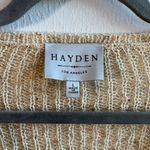 Hayden Los Angeles Sweater Oatmeal Distressed Hem Knit V Neck Sweater Sz L EUC Photo 3