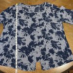 Cut Loose Split Back Gingham Floral Blouse Blue White Size XL Lagenlook Photo 5