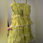 NWT Gipsy Queen Gingham Print Lace & Lime Green Mini Dress Photo 3