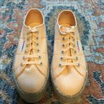 Superga Orange Apricot Peach Linen Platform Rafia Sneakers Shoes EU 38 or US 7.5 Photo 2