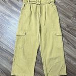 Sans Souci  Women's Size L Wide Leg Cargo Pants Cropped Khaki Pleated High Waist Photo 3
