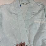 Oscar de la Renta Women's Light Blue Jacquard Floral Kimono Robe Belted Photo 3