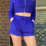 Zenana Outfitters Hoodie Drawstring Short Set. Royal Blue. Small. NWT Photo 0