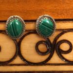 Sterling Silver TAXCO Malachite  950 Stud Earrings Photo 2