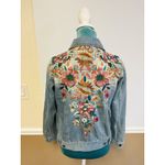 Johnny Was  Desi Floral Embroidered Denim Jean Jacket Boho Size Small Photo 2