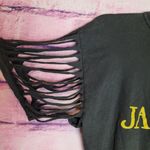 VINTAGE SINGLE STITCH SUN CLUB JAMAICA SHREDDED BEADED CROP COTTON BLACK TEE L Size L Photo 1