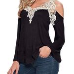 Kate & Mallory  Black Off Shoulder Top w/ Crochet Size S Photo 8