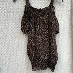 Guess  cold shoulder short-sleeve semi-sheer blouse with animal print size Small Photo 1