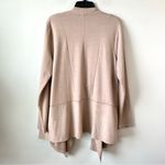 LOGO By Lori Goldstein LOGO Lounge Faux Suede Hem Open Front Cardigan Taupe Beige L‎ Photo 4