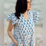 Southern Tide Blue and White Ruffled Sundress Photo 0