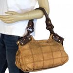 Salvatore Ferragamo TAN & BROWN DISTRESSED EMBOSSED LEATHER W/GANCINI FRINGE Photo 0