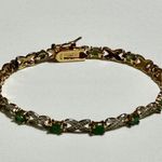 Sterling Silver DBJ  925 Diamond Accent Peridot
XO Tennis Bracelet Photo 4