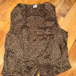 Ravage 100% silk leopard print button up tank top style vest medium Brown Photo 0