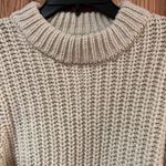 ZARA Fitted Chunky Cable Knit Crew Neck Pullover Sweater in Cream Size Small Photo 5