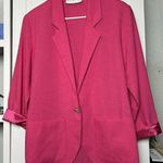 Maggie Lawrence Women's Blazer Jacket 1 Button Long Sleeve Padded Shoulders Sz S Pink Photo 0