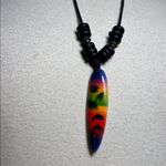 Wooden Bead Rope Surfboard Pendant Beachy Surfer Necklace Black Photo 1