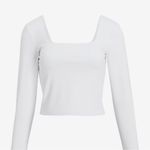 EXPRESS  Body Contour High Compression Square Neck Long Sleeve Cropped Tee Photo 2