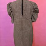 ZARA  Brown Plaid & Polka Dot Puff-Sleeve Babydoll 60s Style Shift Dress - Medium Photo 3