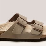 Birkenstock Arizona Shearling Desert Dust Gray Taupe Sandals Photo 2