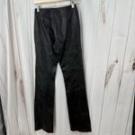 White House | Black Market Vintage Women’s 2 Leather Black Flare Pants Raw Hem Photo 2