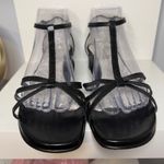 Taryn Rose Black Leather T-Strap Sandals Heels Dressy Occasion Size 8.5 Photo 2