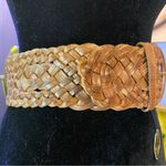 NWT Vintage Omega Woven Leather Extra Wide Boho Belt Brown Photo 2