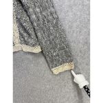 Chico's  Women's Knit Blazer Gray Crochet Marled Open Front Size 1 Fringe Hem Photo 4