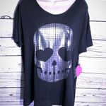 Wildfox Black & Silver Skull Short Sleeved Tee Photo 0