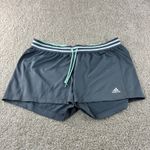 Adidas XL Climalite Athletic Running Shorts Gray Aqua Blue Striped Waistband Photo 1
