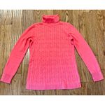 Talbots  pink cableknit turtleneck button cuff sweater sml Photo 7