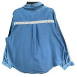 Suzanne Betro Weekend Shirt 3XL Blue Denim Crochet Lace Western Cottage Top Photo 3