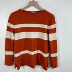 Neiman Marcus 100% Cashmere Sweater Womens L (Fits S) Burnt Orange White Stripe Size L Photo 2