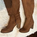 None Over the Knee High Heel Boots Brown Faux Suede Tie Back Women's Shoes 6.5 Photo 3