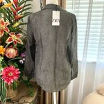 ZARA  ZW COLLECTION FLORAL EMBROIDERED PAJAMA SHIRT in Gray Photo 8